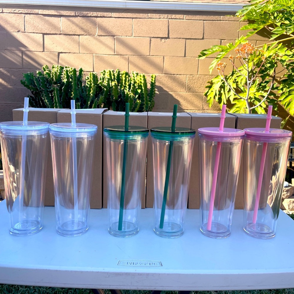 24 oz acrylic double wall tumbler bundle set of 6